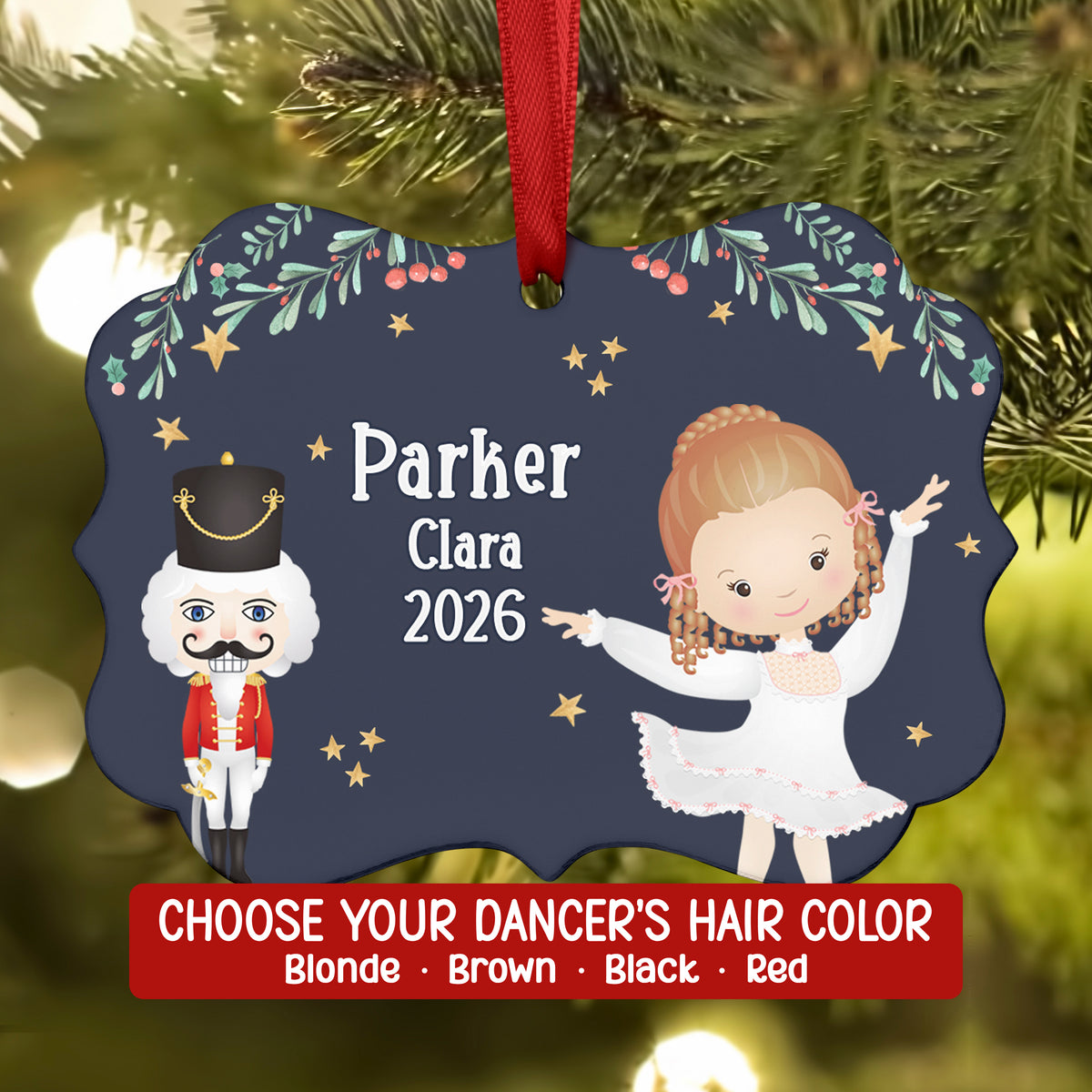 Clara Marie • Nutcracker Christmas Ornament Personalized Custom Holiday Decor Gift Boy Girl Ballerina Ballet