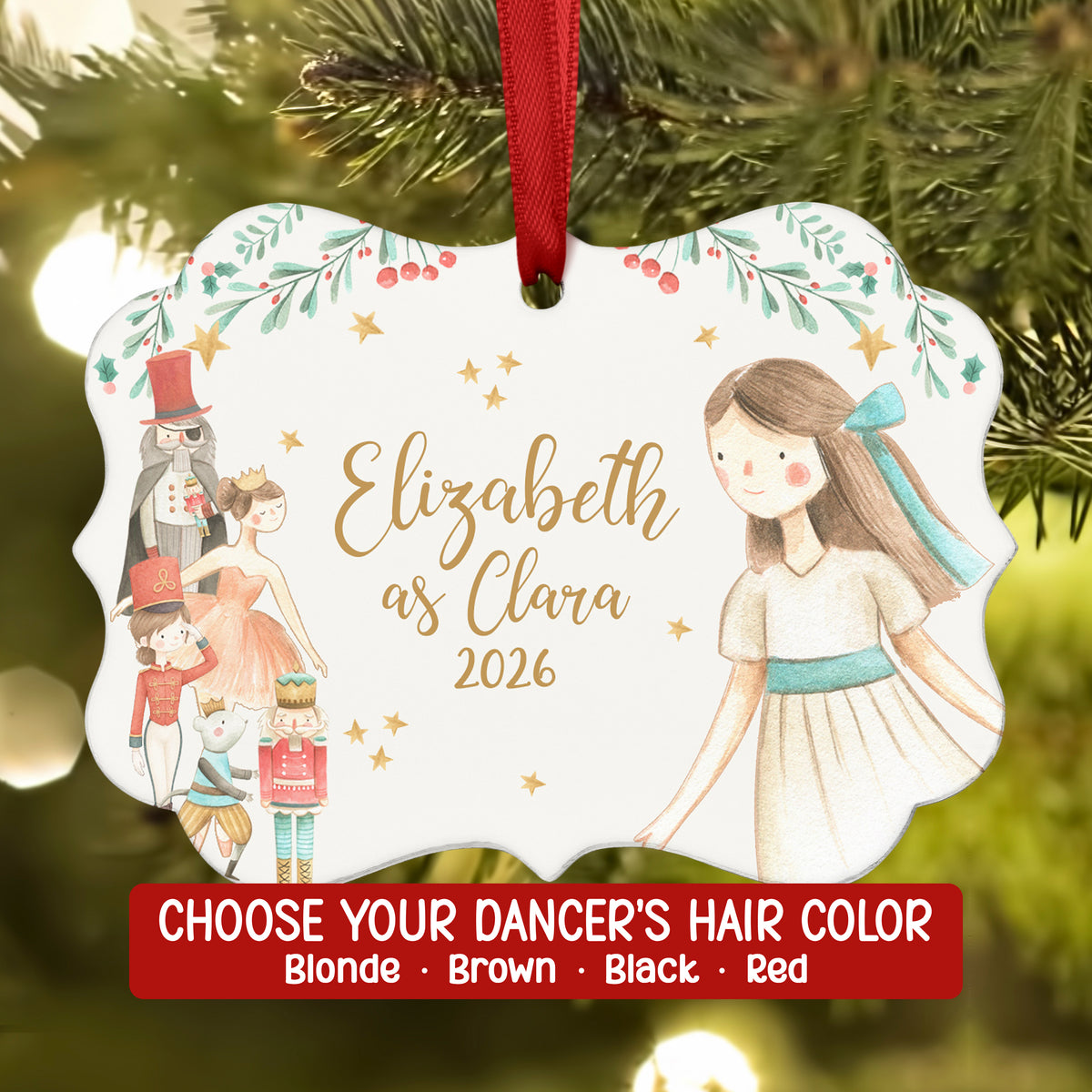 Clara Nutcracker Christmas Ornament Personalized Custom Holiday Decor Gift Boy Girl Ballerina Ballet
