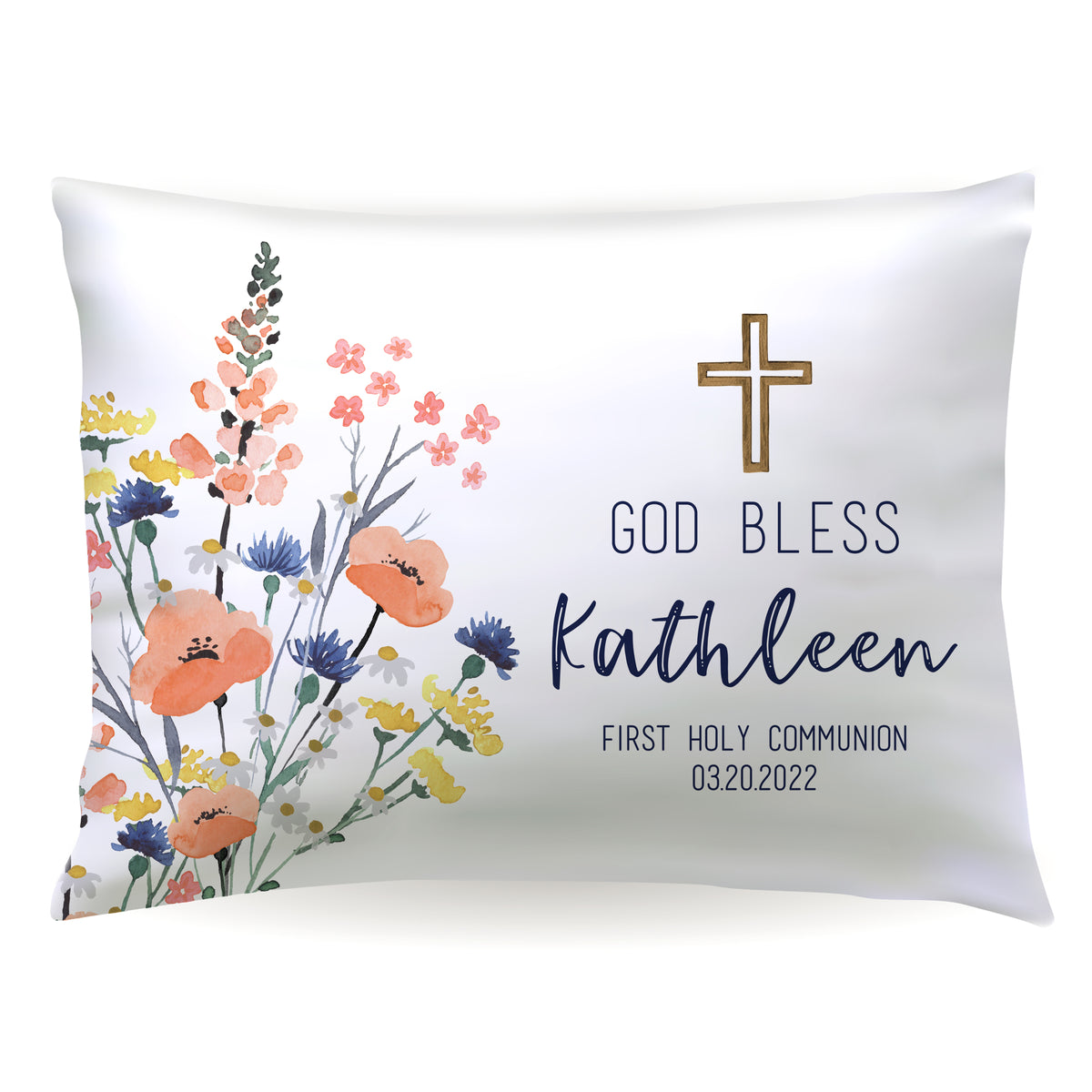 Cross Flowers Personalized Custom Pillowcase • Standard or Toddler Size