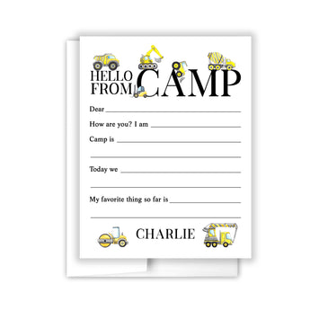Construction Summer Camp Camping Note Cards Stationery • Fill in Blank, Lined or Blank Cards