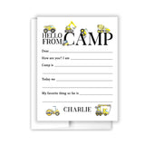 Construction Summer Camp Camping Note Cards Stationery • Fill in Blank, Lined or Blank Cards