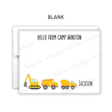 Construction Summer Camp Camping Note Cards Stationery • Fill in Blank, Lined or Blank Cards