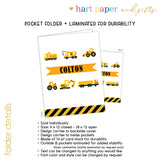 Construction Trucks Personalized 2-Pocket Folder
