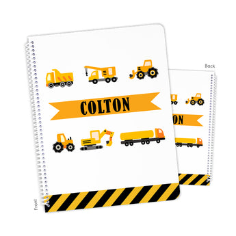 Construction Trucks Personalized Notebook or Sketchbook