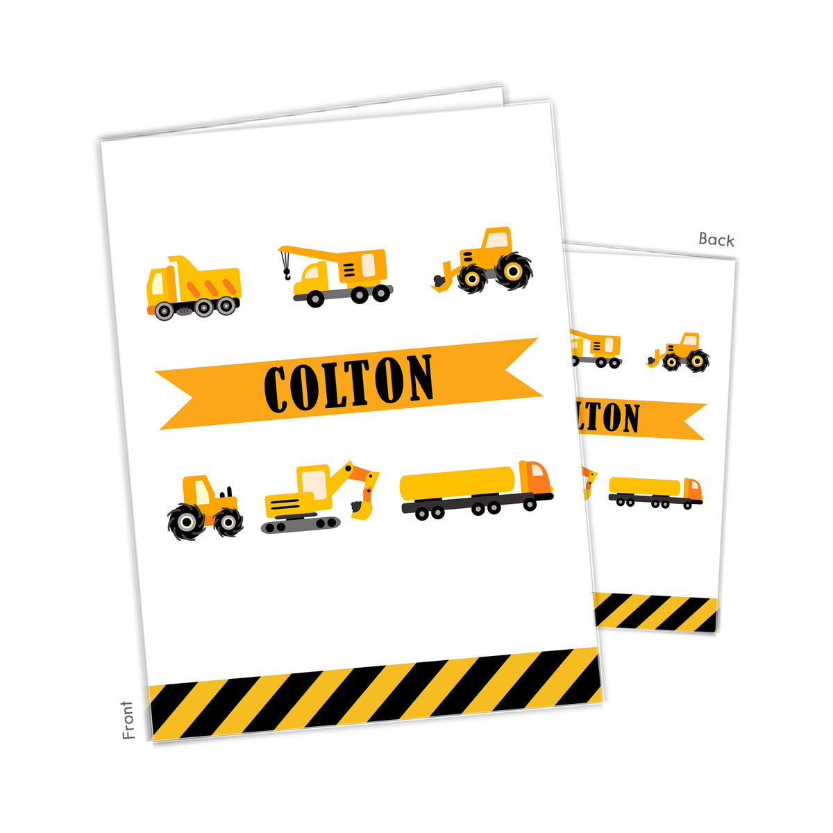 Construction Trucks Personalized Custom 2-Pocket Folder • School Office Supplies