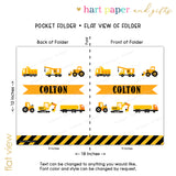 Construction Trucks Personalized 2-Pocket Folder