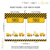 Construction Trucks Personalized 2-Pocket Folder