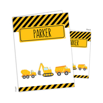 Construction Trucks Personalized 2-Pocket Folder