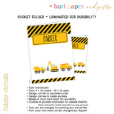 Construction Trucks Personalized 2-Pocket Folder