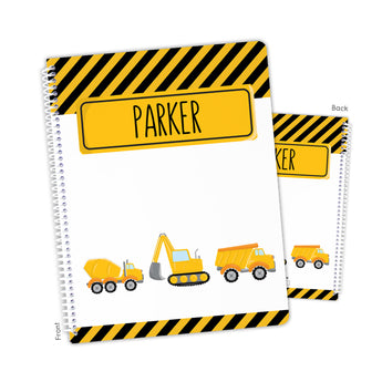 Construction Trucks Personalized Notebook or Sketchbook