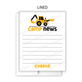 Construction Summer Camp Camping Note Cards Stationery • Fill in Blank, Lined or Blank Cards