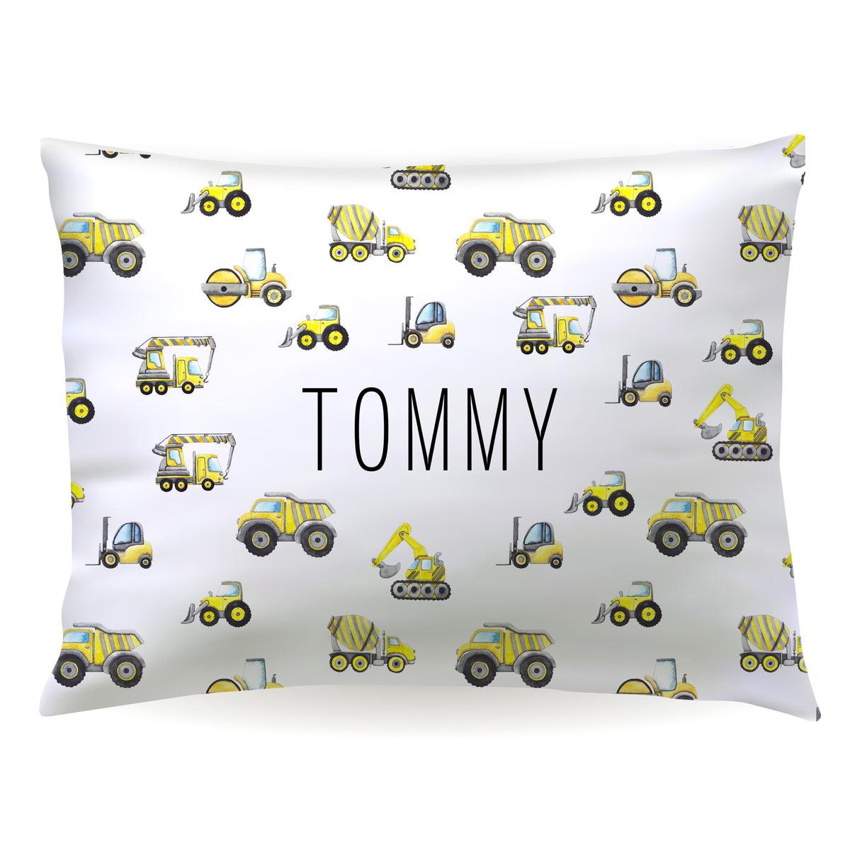 Construction Trucks Personalized Custom Pillowcase • Standard or Toddler Size
