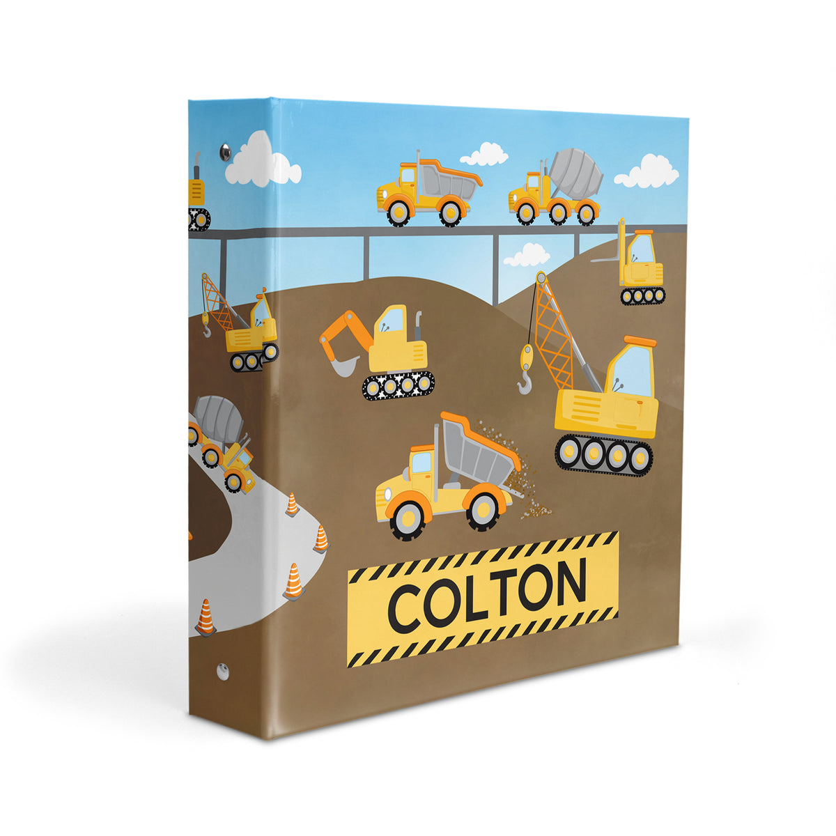 Construction Personalized Custom 2" 3 Ring Binder • School Office Supplies