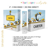 Construction Personalized 2" 3 Ring Binder