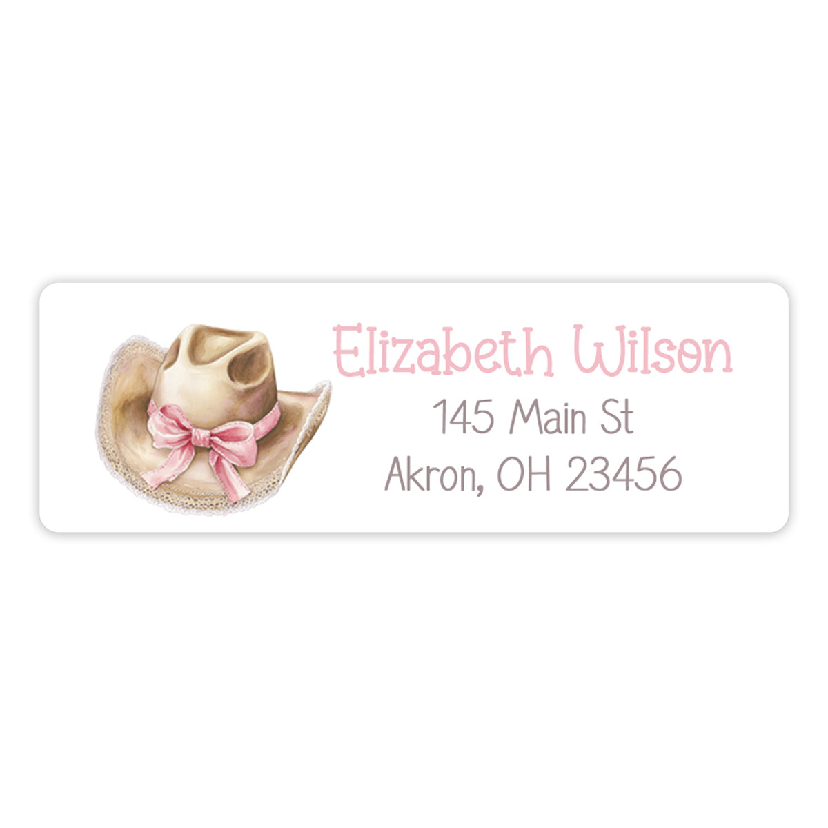 Cowgirl Hat Pink Bow Coquette Return Address Labels Personalized Custom • Self Adhesive Stickers