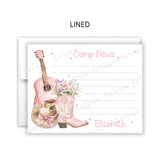 Cowboy Guitar Camp News Summer Camping Note Cards Stationery • Fill in Blank, Lined or Blank Cards