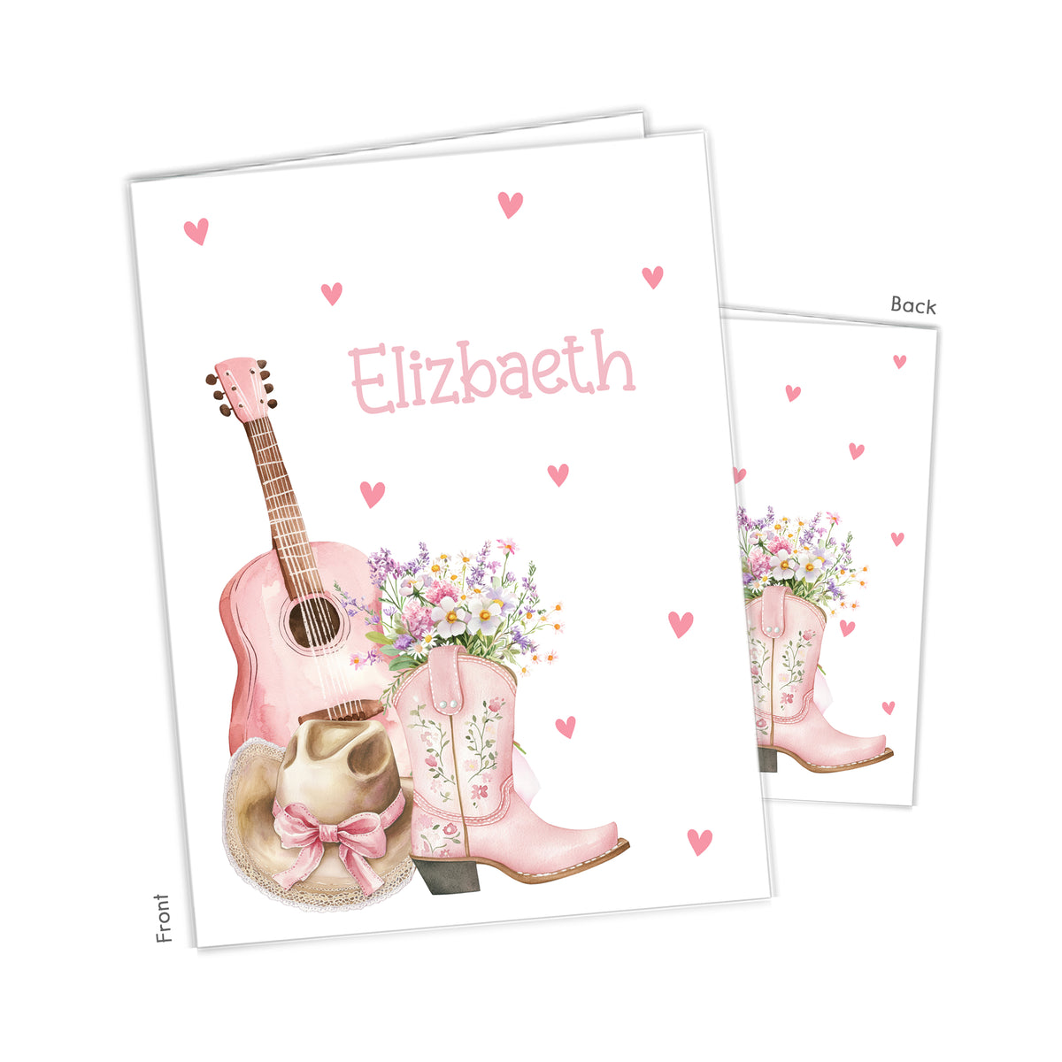Cowboy Cowgirl Hat Boots Guitar Personalized Custom 2-Pocket Folder • School Office Supplies