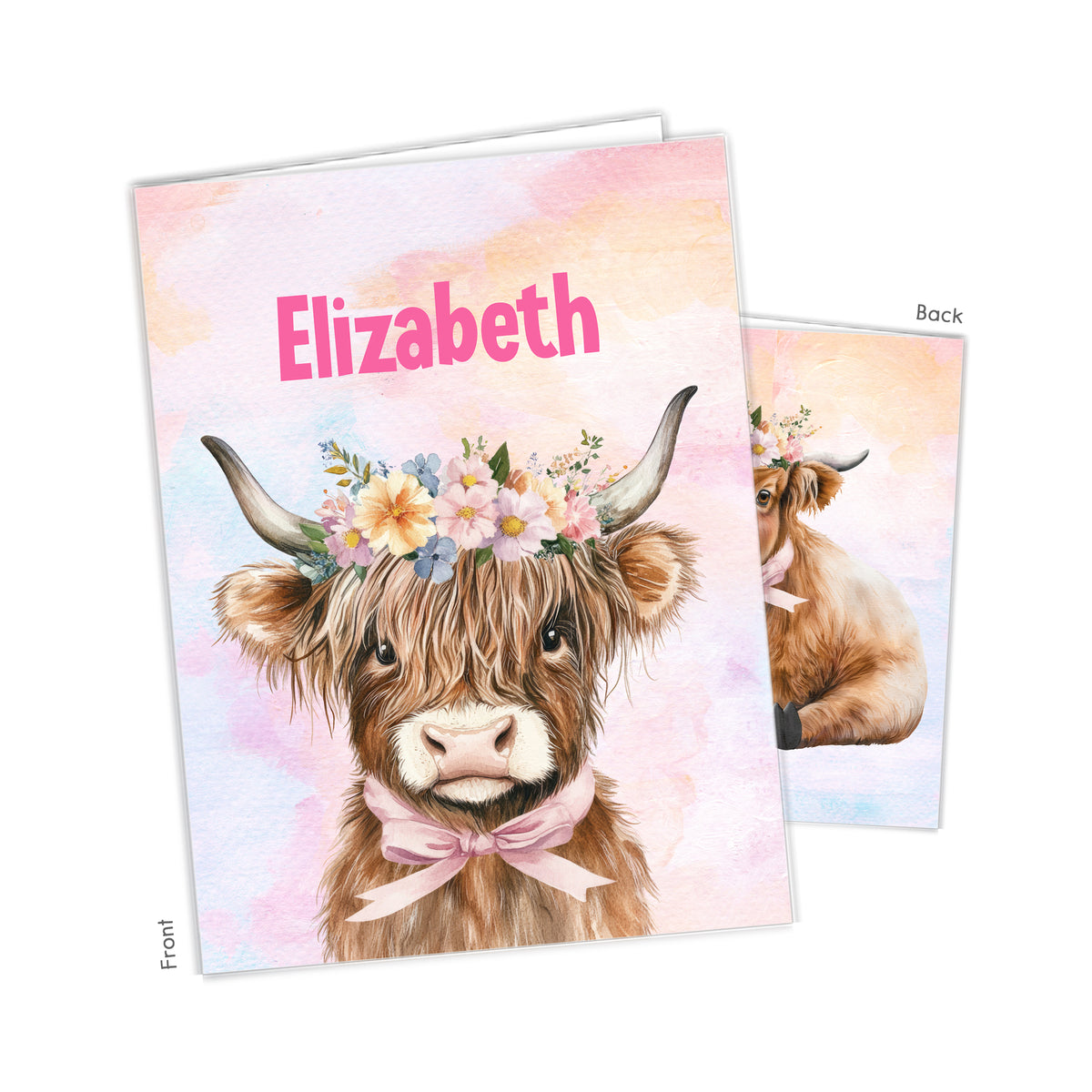 Highland Cow Farm Animals Personalized Custom 2-Pocket Folder • School Office Supplies