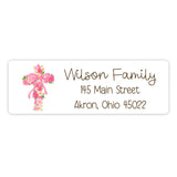 Cross Pink Bow Coquette Return Address Labels • Self Adhesive Stickers