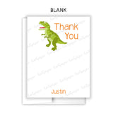 Dinosaur Thank You Note Card Stationery • Fill in Blank, Lined or Blank Cards