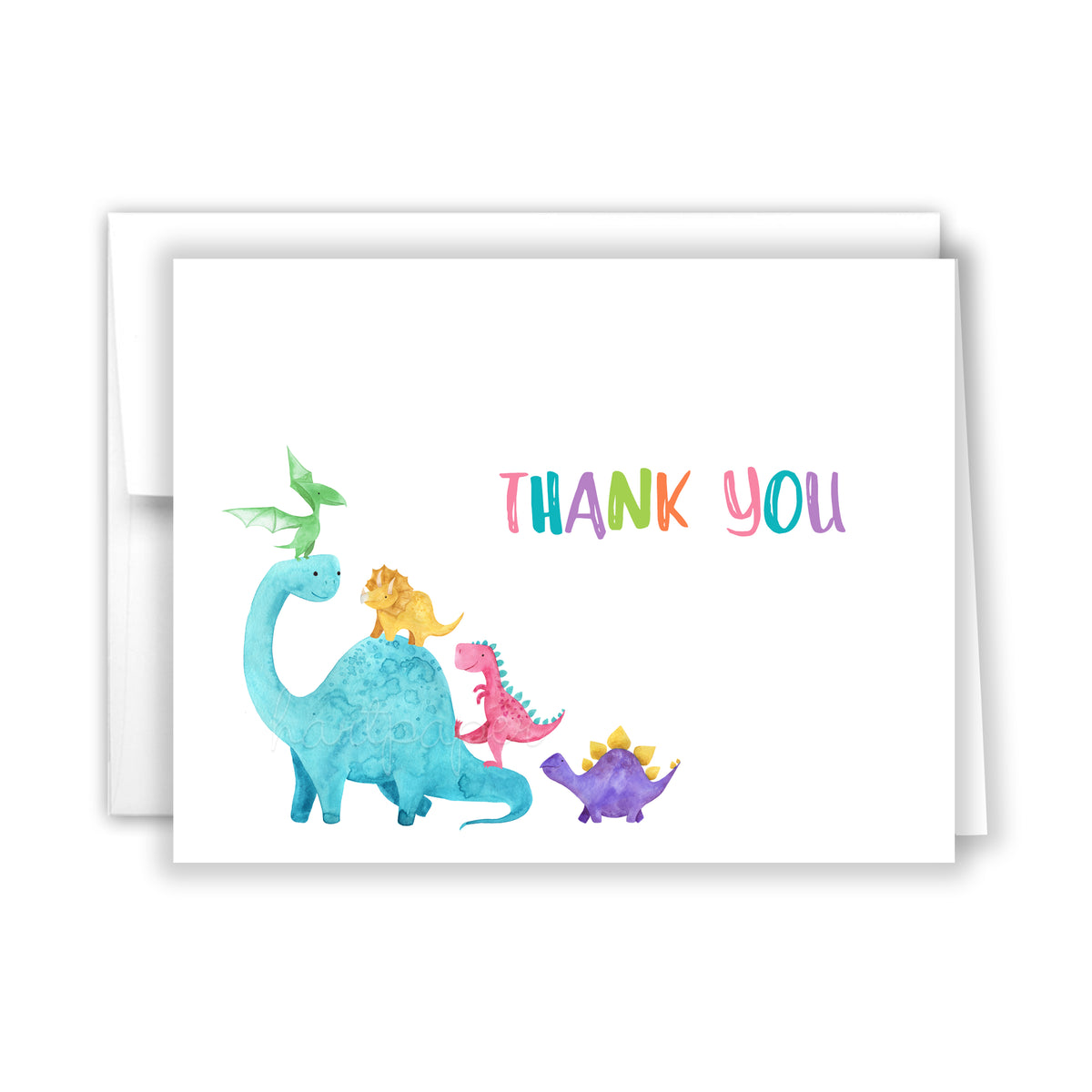 Dinosaur Rainbow Thank You Cards Note Card Personalized Custom Stationery • Flat or Folded
