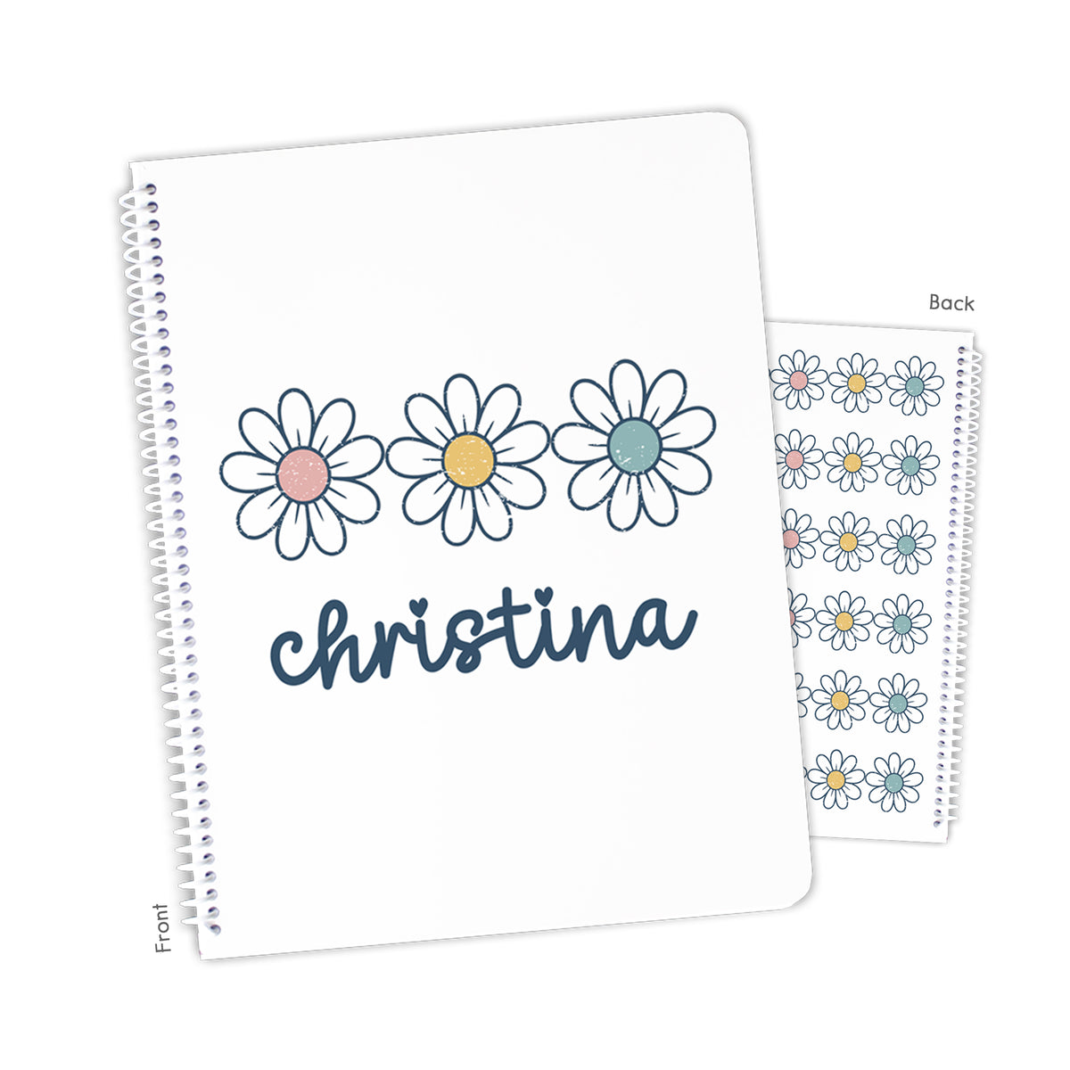 Daisy Flowers Personalized Custom Notebook or Sketchbook • School Office Supplies