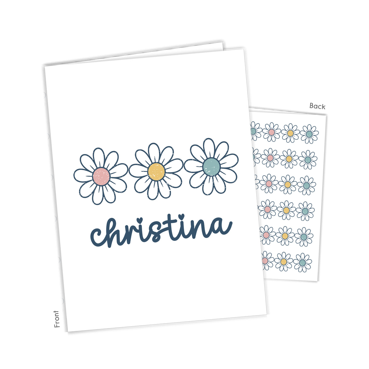 Rainbow Daisy Flowers Personalized Custom 2-Pocket Folder • School Office Supplies