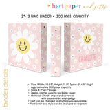 Pink Daisy Flowers Personalized 2" 3 Ring Binder