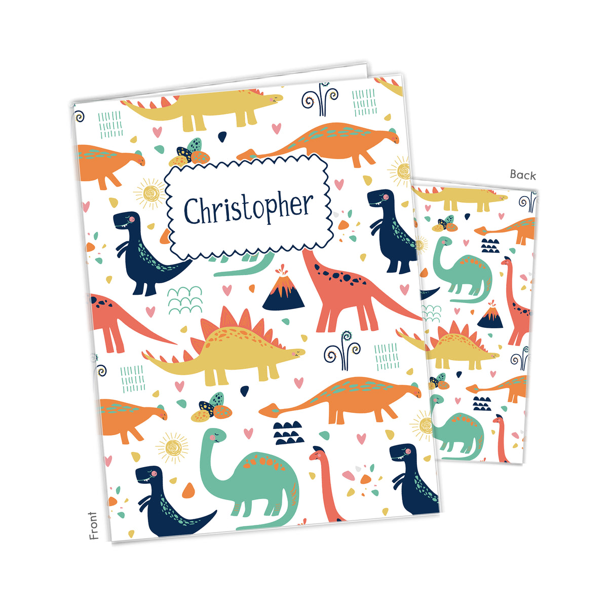 Dinosaur Dino Personalized Custom 2-Pocket Folder • School Office Supplies