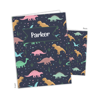 Dinosaur Dino Rainbow Personalized 2-Pocket Folder