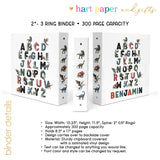 Alphabet Dinosaur Personalized 2" 3 Ring Binder
