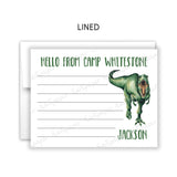Dinosaur Summer Camp Camping Note Cards Stationery • Fill in Blank, Lined or Blank Cards