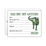 Dinosaur Summer Camp Camping Note Cards Stationery • Fill in Blank, Lined or Blank Cards