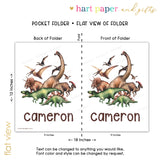 Dinosaur Dino T-Rex T Rex Personalized 2-Pocket Folder