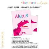Dinosaur Dino T-Rex T Rex Personalized 2-Pocket Folder