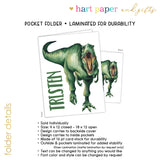 Dinosaur Dino T-Rex T Rex Personalized 2-Pocket Folder