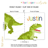 Dinosaur Dino T-Rex T Rex Personalized 2-Pocket Folder
