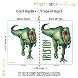 Dinosaur Dino T-Rex T Rex Personalized 2-Pocket Folder