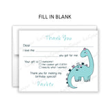 Girly Dinosaur Thank You Note Card Stationery • Fill in Blank, Lined or Blank Cards