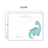 Girly Dinosaur Thank You Note Card Stationery • Fill in Blank, Lined or Blank Cards