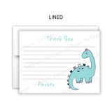 Girly Dinosaur Thank You Note Card Stationery • Fill in Blank, Lined or Blank Cards
