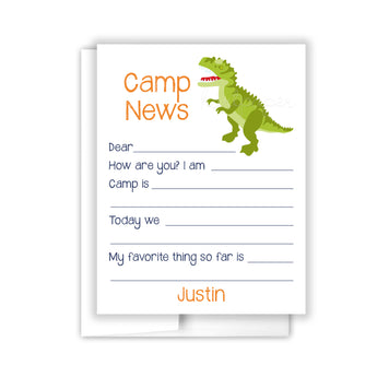 Dinosaur Summer Camp Camping Note Cards Stationery • Fill in Blank, Lined or Blank Cards
