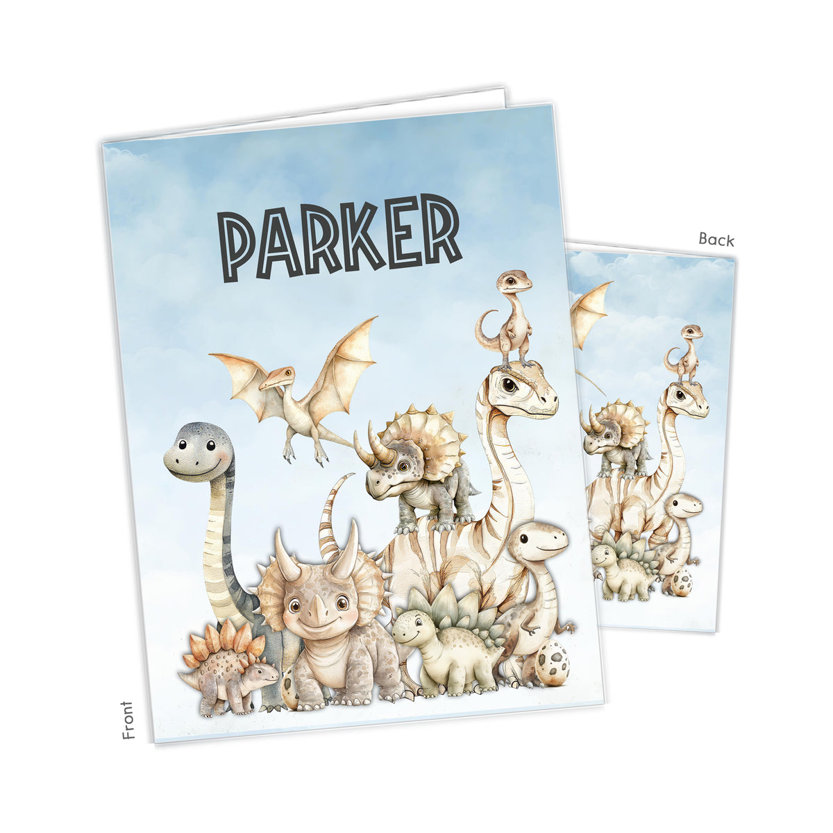 Dinosaur Dino Personalized Custom 2-Pocket Folder • School Office Supplies