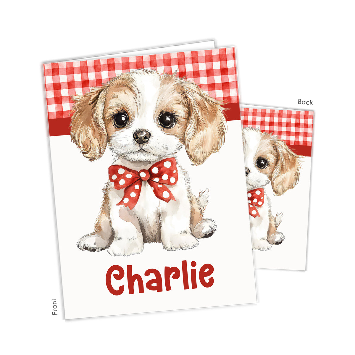 Dog Puppies Gingham Personalized Custom 2-Pocket Folder • School Office Supplies