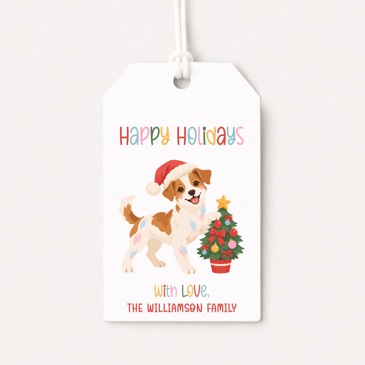 Boston Terrier Pet Puppy Personalized Gift Tags • Christmas Holiday Gift Wrapping • Custom Family Name Tag • Gifts Whimsical