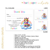 Rainbow Dog Thank You Note Card Stationery • Fill in Blank, Lined or Blank Cards
