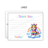 Rainbow Dog Thank You Note Card Stationery • Fill in Blank, Lined or Blank Cards