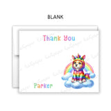 Rainbow Dog Thank You Note Card Stationery • Fill in Blank, Lined or Blank Cards
