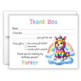 Rainbow Dog Thank You Note Card Stationery • Fill in Blank, Lined or Blank Cards