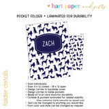 Navy Blue Dogs Puppy Personalized 2-Pocket Folder